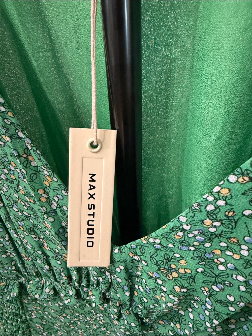 Max Studio Green Floral Midi Dress with Ruffled V-Neck - Picture 5 of 7